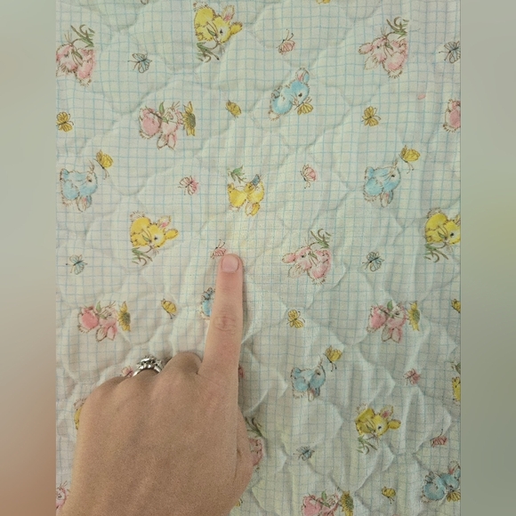 vintage baby crib quilt blanket hand embroidered nursery Cat, Clown, Rabbits *re - Picture 13 of 13